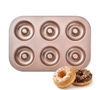 iQikai Nonstick Donut Molds, 6-Cavity Heavy Duty Donut Cookies Trays for Oven Baking, Warp Resistant Donut, Heart, Pumpkin, Cookie Shape Donuts Bagels Muffins Mold Cake Pan (Donut)