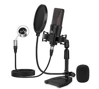 iQlQPQ XLR Microphone Professional Cardioid Gaming Mic Kit with Desktop Stand,Shock Mount,Pop Filter,PC Computer Studio Condenser Microphone for Podcast Recording,Streaming,Voice Over,ASMR,YouTube