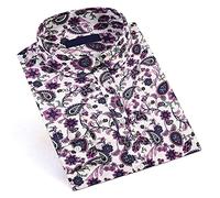 IQOCOOL Womens's Tops Casual Long Sleeve Button Up Hawaiian Shirts Elegant Work Blouses, Purple Paisley Sunflower, XX-Large