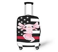 IQOPPEDR Axolotl American Flag Spandex Baggage Covers For 25-28 Inch Anti Scratch Luggage Protector For Women Girls Boys Cute Kawaii Print Suitcase Cover Decorate 4th of July