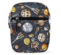 IQOPPEDR Cartoon Space Planet Small Satchel Bag Pattern Funny Astronauts Mini Purse Crossbody Messenger Bag for Men Women Shoulder CrossBody HandBag