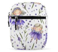 IQOPPEDR Cute Lavender Fairies Small Satchel Bag Spring Flower Purple Mini Purse Crossbody Messenger Bag for Men Women Shoulder CrossBody HandBag