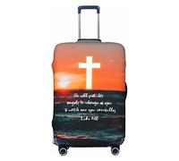 IQOPPEDR Luggage Covers for Suitcase TSA Approved Christian Prayer Luggage Protector Suitcase Cover Christian Gifts for Women Men with Bible Verse Scripture Luke 4:10 Medium Luggage Size 22-24in
