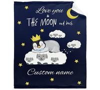 IQOPPEDR Penguin Sheep Custom Name Blanket Funny Gift for Girl Women Comfy Plush Flannel Throws Lightweight Sheet Super Soft Quilt Blankets for Couch Bedding Sofa 50"x60" for Teens