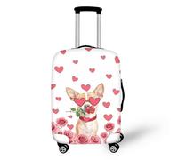 IQOPPEDR Red Heart Dog Suitcase Covers for Luggage Valentine's Day Thickened Luggage Cover 18/24/28/32 Inch Suitcase Spandex Protector Gifts for Mom Sisters Daughters, M