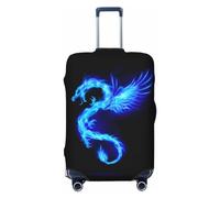 IQOPPEDR Spandex Travel Luggage Cover Suitcase Protector Bag,Blue Fire Dragon Wisdom Power Dust-Proof Fits 18-32 Inch Luggage, Suitcase Sleeve For Kid And Adult,Medium