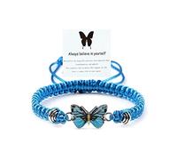 IQPDYV Always Believe in Yourself Butterfly Bracelet for Women Adjustable Braided Rope Butterfly Bracelet Lucky Butterfly Friendship Matching Bracelet Cute Butterfly Charm Bracelets Jewelry, 丙烯酸, no
