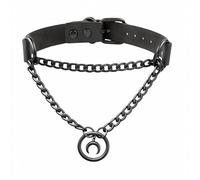 IQPDYV Black Gothic O-ring Chain Choker for Women Punk Moon Star Heart Pendant Choker Adjustable Grunge Leather Necklace Halloween Jewelry