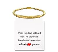 IQPDYV Dont Let The Hard Days Win Bracelet for Women Gold Beaded Stretch Bracelet Adjustable Stainless Steel Christ Inspire Bracelet Inspirational Jewelry Gift, One Size, Stone, no gemstone