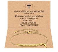 IQPDYV God is Within Her She Will Not Fall Bible Verse Bracelet for Women Christian Inspirational Bibler Verse Bracelet Gold Stainless Steel Cross Link Bracelet Faith Jewelry Gift, L, Stainless Steel