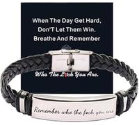 IQPDYV Remember Who The F You Are Motivationa Bracelet Dont Let The Hard Days Win Bracelet for Women Men Black Braided Inspirational Message Fashion Bracelets Jewelry Gifts, no, Metal, no gemstone