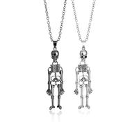 IQPDYV White Black Skull Necklace for Women Skeleton Pendant Necklace Silver Captivity Skull Necklace Punk Skeleton Skull Necklace Gothic Halloween Jewelry, Metal, No Gemstone