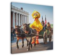 IQTFHGB Abstract Colourful Big Bird Carriage Art Canvas Poster Wall Art Decor Print Picture Paintings for Living Room Bedroom Decoration 28x28inch(70x70cm)