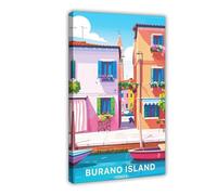 IQTFHGB Burano Island Venice Italy Canal Houses Architecture Canvas Poster Wall Art Decor Print Picture Paintings for Living Room Bedroom Decoration 20x30inch(50x75cm)