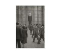IQTFHGB Faceless Man - 1940s Surreal Vintage Black-and-White Poster Canvas Poster Bedroom Decor Landscape Office Room Decor Gift 08x12inch(20x30cm)
