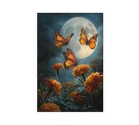IQTFHGB Monarch Butterfly Marigold Moon Print Canvas Poster Wall Art Decor Print Picture Paintings for Living Room Bedroom Decoration 08x12inch(20x30cm)