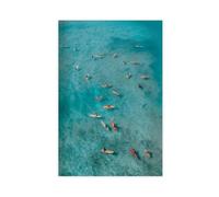 IQTFHGB Retro Beach Ocean Aerial Surfer Scene Canvas Poster Wall Art Decor Print Picture Paintings for Living Room Bedroom Decoration 12x18inch(30x45cm)