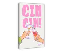 IQTFHGB Retro Girly Pink Martini Cocktail Art Canvas Poster Wall Art Decor Print Picture Paintings for Living Room Bedroom Decoration 16x24inch(40x60cm)