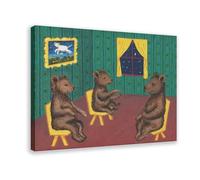 IQTFHGB Three Little Bears Sitting on Chairs Canvas Poster Bedroom Decor Landscape Office Room Decor Gift 16x24inch(40x60cm)