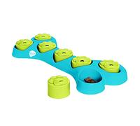 Iquities Dog Puzzle Treat Dispenser, Bone Hide Brain Training Dog Slow Feeder, IQ Interactive Toy for Dogs,Blue & Green