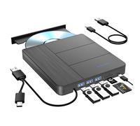 IQUQIXL 7 in 1 External Blu-ray Drive,Suppor 80G Disc R/W BD DVD CD Player,Portable Burner USB3.0 SD/TF Card Slot for PC Compatible with Windows XP/7/8/10/11 Mac Laptop Desktop