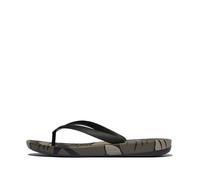 Fitflop IQUSHION Mens Leaf-Print Ergonomic FLIP-Flops, Black, 7 UK