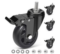 IQWTU Heavy Duty Castor with Brake, 100MM Furniture Castors with M10 X 30mm Screw Stem, PU Casters Trolley Wheels with Bolts, 4 Threaded Swivel Castors 360° Rotation up to 550KG