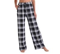 IQYU Checked Pyjama Bottoms, Women's Extra Long Checked Pyjama Bottoms, Men's Cotton Casual Trousers with Pockets, Pyjama Bottoms, High Waist Fabric Trousers, House Trousers, Summer Pyjama Bottoms,