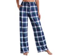IQYU Checked Pyjama Bottoms, Women's Extra Long Checked Pyjama Bottoms, Men's Cotton Casual Trousers with Pockets, Pyjama Bottoms, High Waist Fabric Trousers, House Trousers, Summer Pyjama Bottoms,