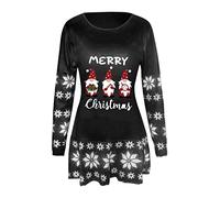 IQYU Christmas Jumper Dresses Women's Sexy Jumper Dress Long Christmas Dress Winter Mini Dress Sweat Dress Party Shirt Dresses Christmas Jumper Christmas Dresses Jumper Cocktail Dress, Z1-black, XXL
