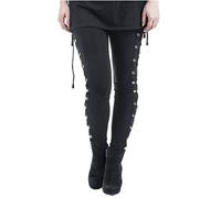 IQYU Gothic Trousers Women's with Chains Gothic Leggings Jogging Bottoms Black Cargo Trousers High Waist Sports Trousers Ring Chain Tights Punk Clothing Hip Hop Trousers E-Girl Harajuku Steampunk