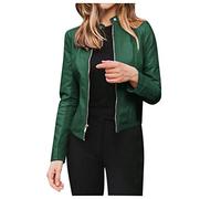 IQYU Leather Jacket Women's Short Tailore: Transition Jacket Women's Spring Short Bomber Jacket Vintage Biker Jacket Large Sizes Transition Jacket Lightweight Elegant Summer Jacket Oversize Flight