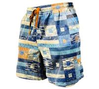 IQYU Lightweight Beach Trousers, Men's Checked Printed Sweat Shorts, Loose Casual Trousers, Patterned Beach Shorts, Durable Outdoor Shorts, Retro Running Shorts, Elastic Waist Shorts, Regular Summer