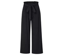 IQYU Lightweight Casual Trousers Women's Cotton Sports Trousers Women's Long Linen Trousers Plain Women's Trousers Muslin Jogging Bottoms Wide Leg Yoga Trousers Flowy Training Trousers Running