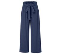 IQYU Lightweight Casual Trousers Women's Cotton Sports Trousers Women's Long Linen Trousers Plain Women's Trousers Muslin Jogging Bottoms Wide Leg Yoga Trousers Flowy Training Trousers Running