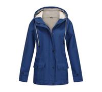 IQYU Lined Rain Jacket Women's Waterproof: Outdoor Fleece Jackets for Women Long Transition Jacket Elegant Wind Jacket Winter Softshell Jackets with Hood Large Size Sports Jacket 3 in 1 Jacket Teddy