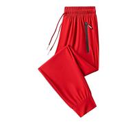 IQYU Linen Trousers Women's 7/8 Jogging Bottoms Women's Baggy Linen Trousers with Pockets Women's Trousers Lightweight Casual Trousers Comfortable Fabric Trousers Elegant Women Pants Slim Fit Running