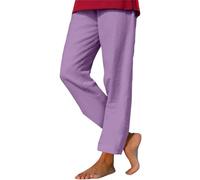 IQYU Linen Trousers Women's 7/8, Jogging Bottoms, Women's Long Linen Trousers, Drawstring Casual Trousers, Slim Fit Women's Trousers, Fabric Trousers, Lightweight Women's Trousers, Slim Fit Running