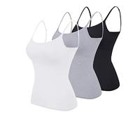IQYU Long Top Women's Extra Long Large Sizes Top with Spaghetti Straps Black Tank Top Sports Vests Spaghetti Straps Vest Sleeveless Blouse Camisole Summer Shirts Tank Top, beige, XXL