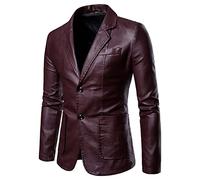 IQYU Men's Jacket Slim Fit Men's Blazer Modern Leisure Lightweight Jacket Suit Jacket Men's Fashion Leather Business Suit Plain Stylish Outwear Coat Jacket Blazer Autumn Lapel Collar Jacket Jacket