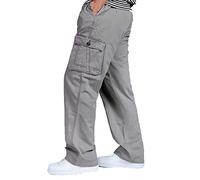 IQYU Men's Plus Size Jogging Bottoms with Pockets and Elastic Waistband Cotton Trousers Men