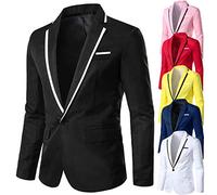 IQYU Men's Tuxedo Suits Slim Fit Jacket Blazer Men's Jacket Black Regular Fit Suit Casual Plain Jacket Blazer Men Lightweight Classic Suit Jacket Dinner Jacket for Business Leisure, black, XL