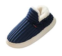 IQYU Men's Winter Slippers, Non-Slip Closed Household Shoes, Casual Slippers, Corduroy Wrapped Heel, Men's Shoes, Washable Household Shoes, Non-Slip Winter Slippers, Breathable, navy, 45 EU