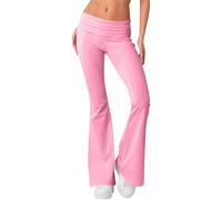 IQYU Pyjama Bottoms for Women Cotton Yoga Trousers Women's Long Jogging Bottoms Plain Yoga Trousers Stretch Casual Trousers Slim Fit Running Trousers High Waist Sweatpants Training Trousers Sports