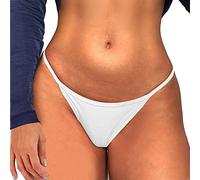 IQYU Seamless Tops for Women Pack Waist Thin Thong Sexy Floral Out Seamless G Briefs Underwear Hollow Low Women String Embroidered Panties Fringe Romper (White, L)