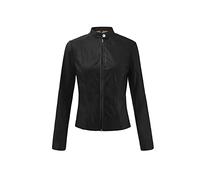 IQYU Short Coat Women's Transition Leather Summer Jacket Women's Lightweight Large Sizes Transition Jacket Stand-Up Collar Leather Jacket Brown Vintage Biker Jacket Faux Leather Jacket Summer Bomber