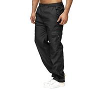 IQYU Smart Casual Trousers for Men UK - Lightweight Cargo Trousers, Loose Fit Work Pants with Multi-Pockets, Casual Hiking & Tactical Pants, Durability and Comfort Black