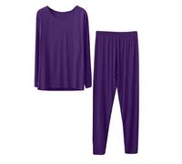 IQYU Thermal wear Women's Merino Extra Warm Pyjamas Long Large Sizes Functional wear Extra Warm Plus Size Top + Thermal wear Thermal wear Comfortable Functional wear Purple,
