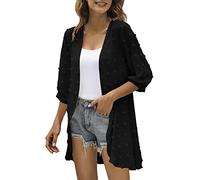 IQYU Thin Summer Jacket Women's Long Cardigan Elegant Festive Long Chiffon Cardigan Open Front Bolero Lightweight Cardigan Loose Long Sleeve Beach Tunic Summer Beach Cover Up Tops/Summer Jacket, Ash