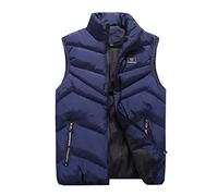 IQYU Winter Jacket Quilted Jacket Quilted Vest Without Sleeves for Winter Men's Warm Leisure Vest with Stand-Up Collar Plain Men's Vest Sports Vest Leisure Jacket Cross-Country Jacket Vest Hiking Vest